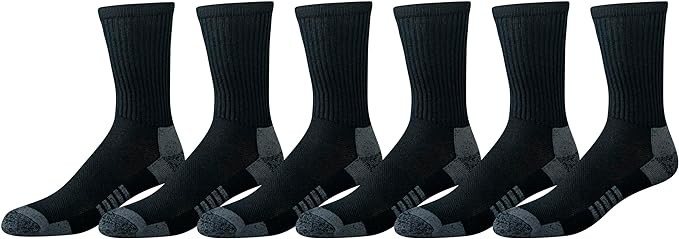 Amazon Essentials Men's Performance Cotton Cushioned Athletic Crew Socks, 6 Pairs