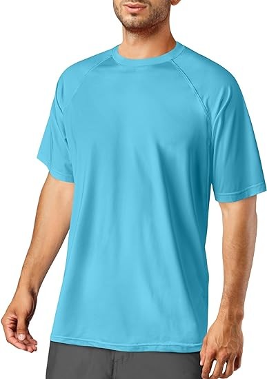 Rash Guard for Men UPF 50+ UV Sun Protection Swim Shirts Short Sleeve Quick Dry Lightweight Fishing Running Water Shirts