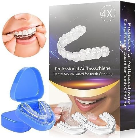 Mouth Guard for Grinding Teeth - Mouth Guard for Grinding Teeth at Night, Reusable Mouthguards for Grinding, Night Mouth Guard for Adults, BPA Free New Upgraded Dental Pack of 4, 2 Sizes (2Pairs